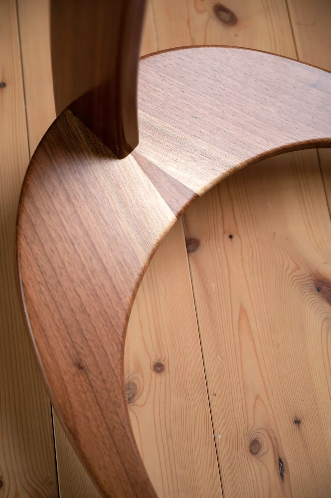 Close detail of the hand-finished walnut grain